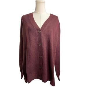 Lane Bryant 14/16 NWT Burgundy Button Front Cardigan Soft V-Neck Sweater
